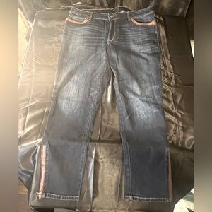 WHBM  Leather-trim Jeans -  Size 16